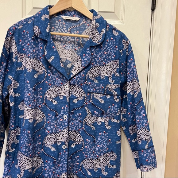 Printfresh | Bagheera Leopard | Sleep Shirt Gown Indigo Blue Tiger Print Dress S - Picture 3 of 7